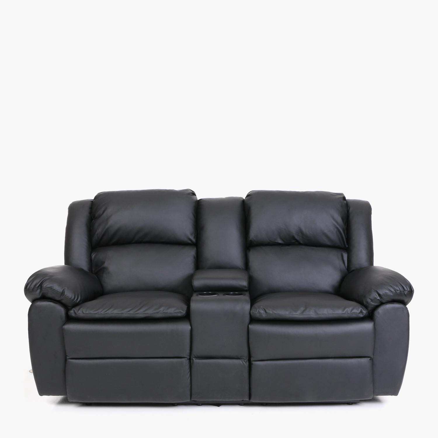 Sm Home Hosh Air Leather Recliner 2 Seater Black