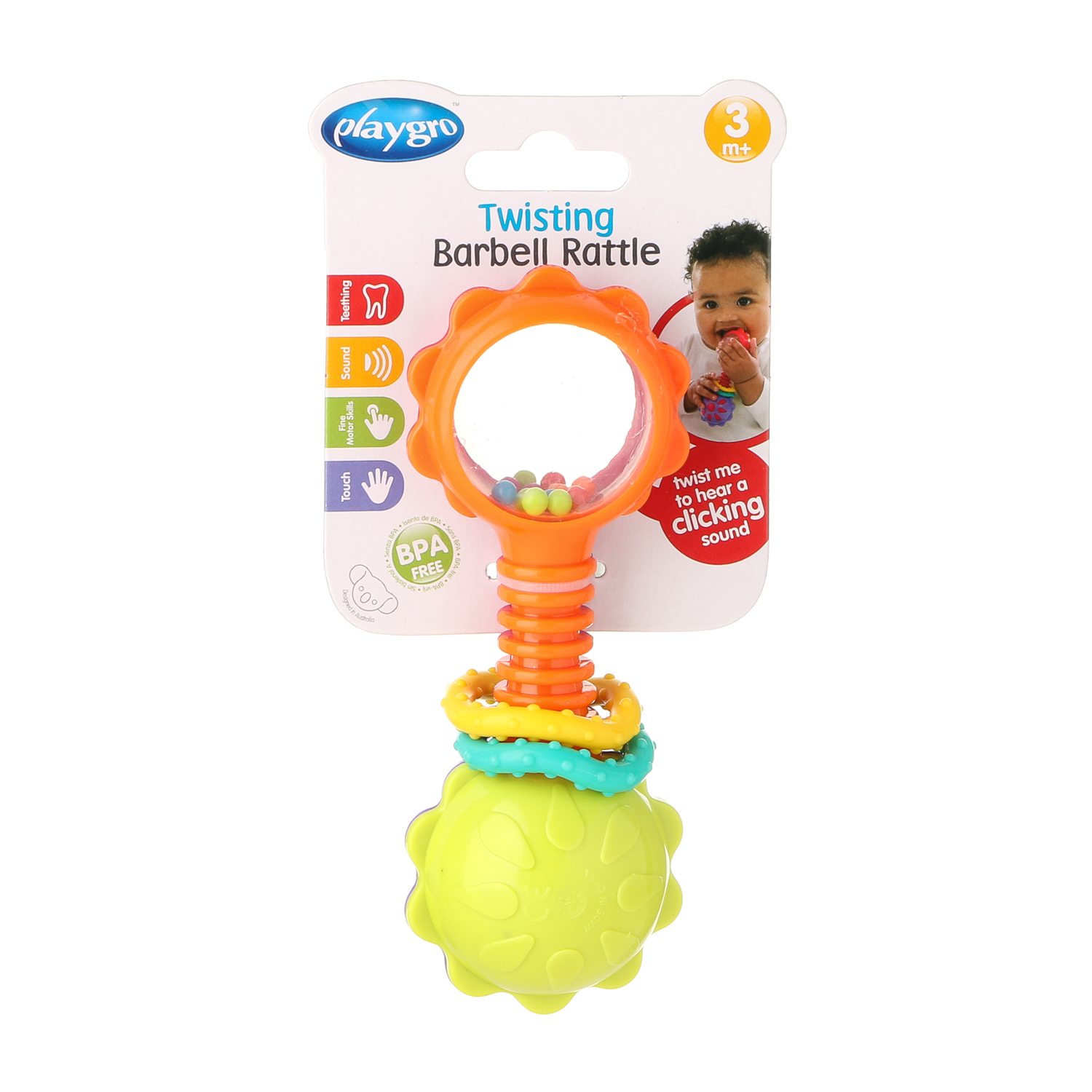 playgro twisting barbell rattle