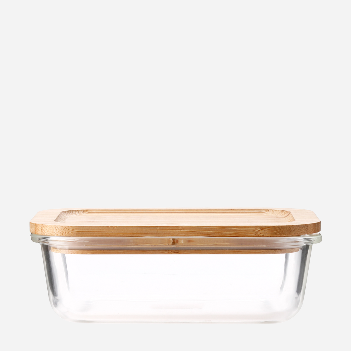 SM Home - Masflex Rectangular Glass Food Container with Bamboo Lid 640ml