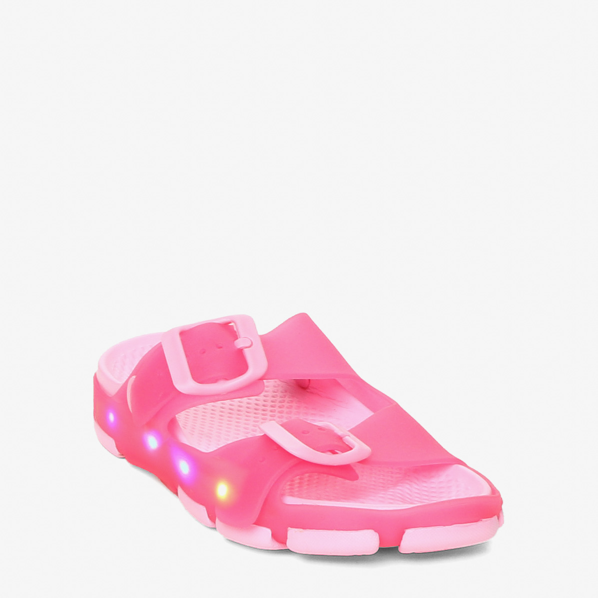 pink buckle sandals